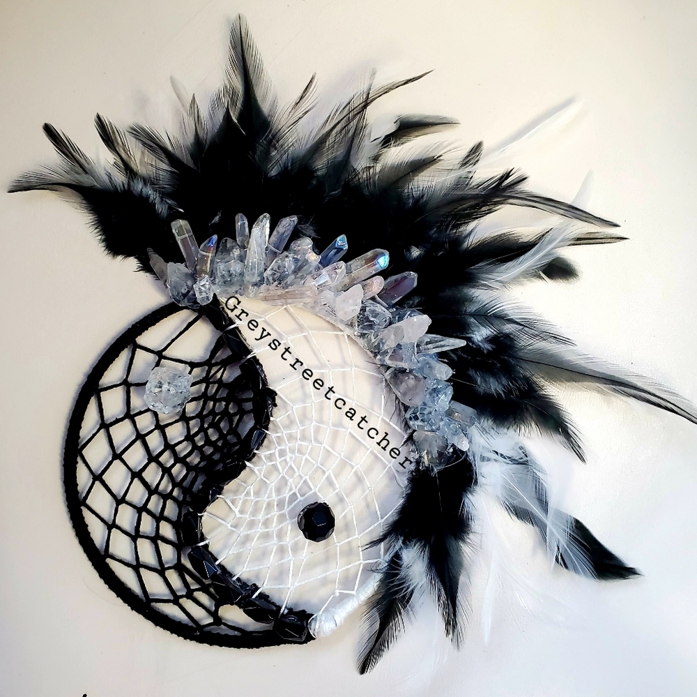 Yin and Yang Clear Quartz Dreamcatcher